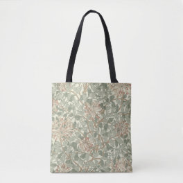 Soft Green Vintage William Morris Honeysuckle Tote Bag