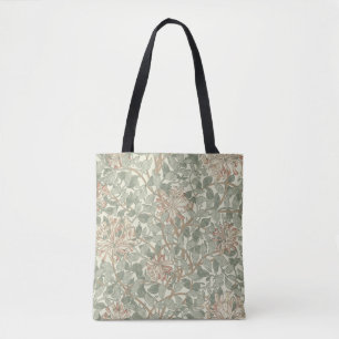 Soft Green Vintage William Morris Honeysuckle Tote Bag