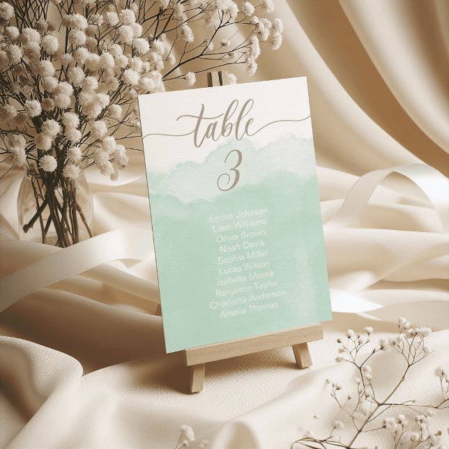 Soft Green Watercolor Wedding Table Cards Seating (Soft Green Watercolor Wedding Table Cards Seating)