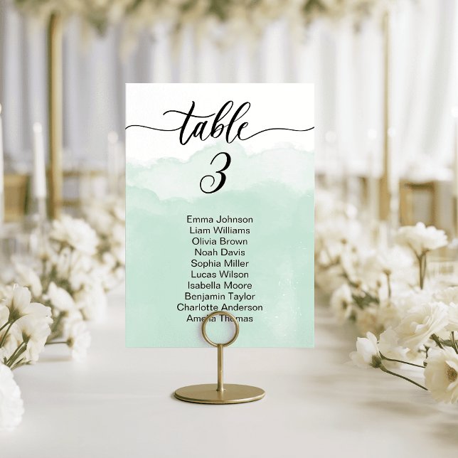 Soft Green Watercolor Wedding Table Cards Seating (Soft Green Watercolor Wedding Table Cards Seating)