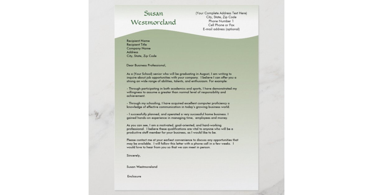 Custom cover letter