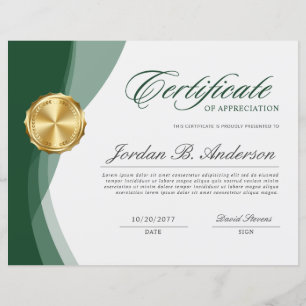 Soft Green Wave Professional Certificate Award