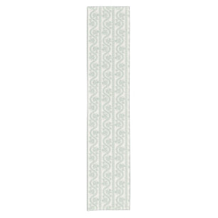 Soft Green Wavy Floral Stripe, Cream Short Table Runner