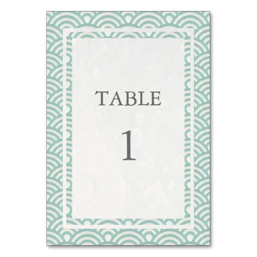Soft Green  White Japanese Seigha Table Number