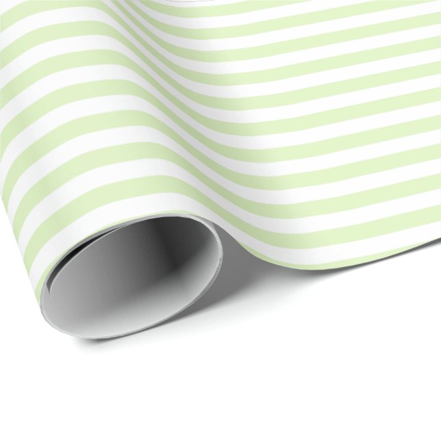 Soft Green | White Stripe Wrapping Paper (Roll Corner)