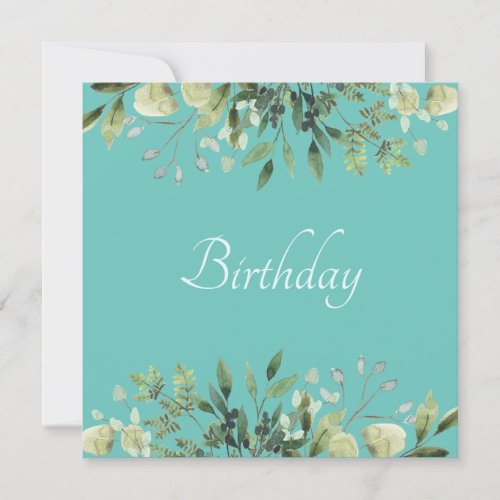 Soft green with flowers Birthday party Invitation