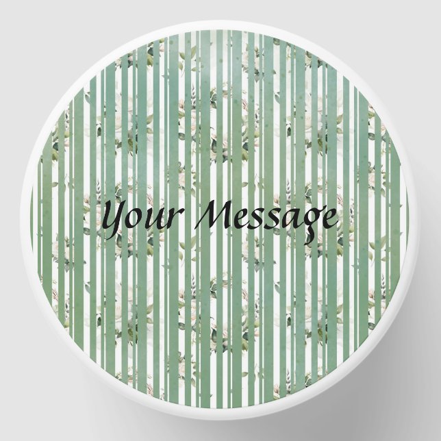 Soft Green with white flowers  Mini Candle Favors (Front)