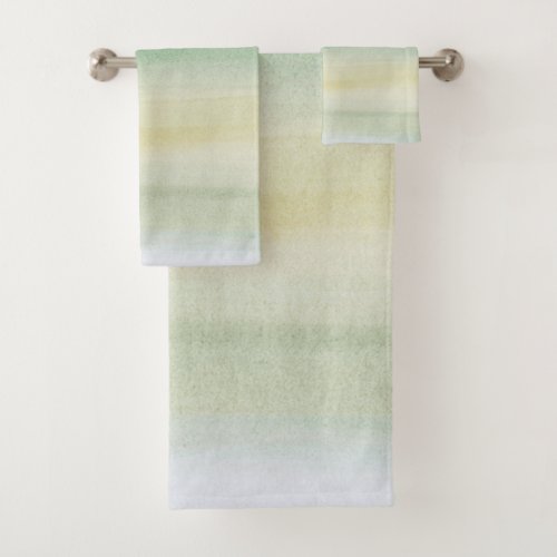 Soft Green Yellow Watercolor Dream 1 painting  Bath Towel Set