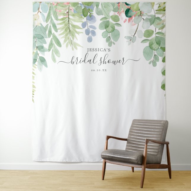 Soft Greenery Bridal Shower Backdrop Photo Booth (In Situ)