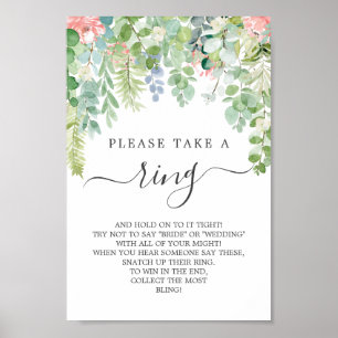 Soft Greenery Bridal Shower Ring Game Poster