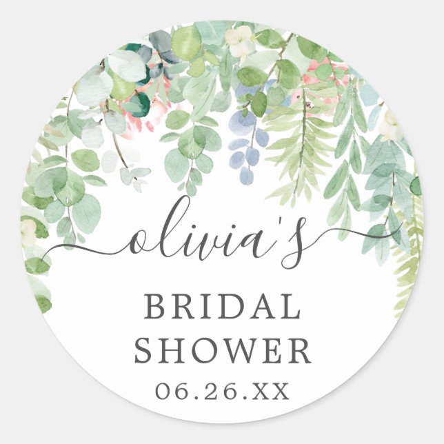 Soft Greenery Envelope Favor Stickers (Front)