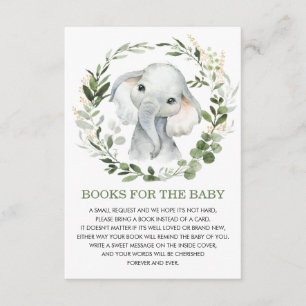 Soft Greenery Gold Elephant Books for Baby Library Enclosure Card