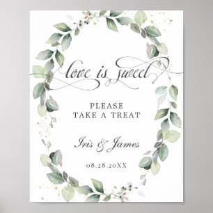Soft Greenery Love is Sweet Take a Treat Sign