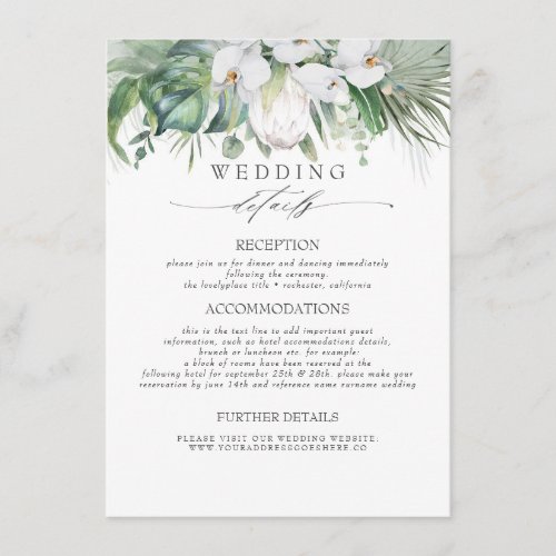 Soft Greenery Tropical Flowers Wedding Information
