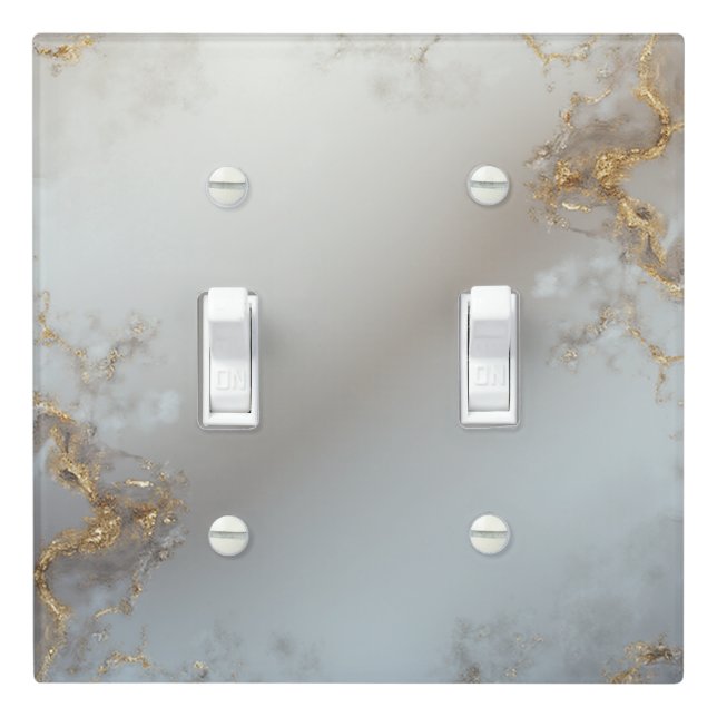 Soft Grey and Gold Vein Marble Abstract  Light Switch Cover (In Situ)