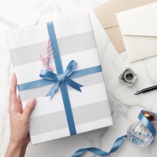 Soft Grey and White Striped Pattern Wrapping Paper