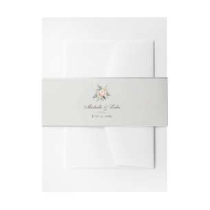 Soft Grey Floral Velvet Wedding Invitation Belly Band