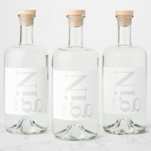 Soft Grey Modern Bold Simple Liquor Bottle Label