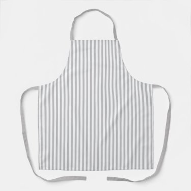 Soft Grey Striped All-Over Print Apron