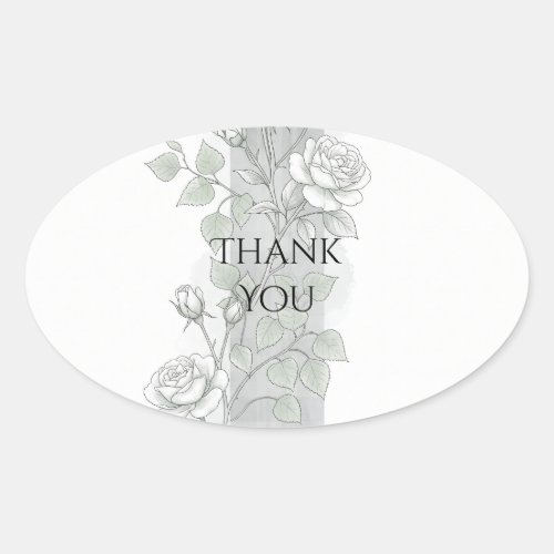 Soft Grey Tartan Rose Thank You Sticker