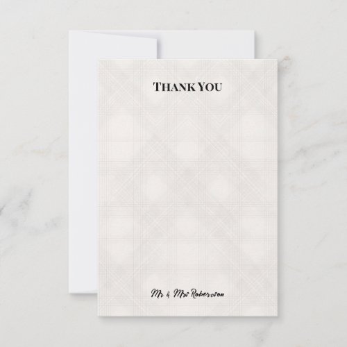 Soft Grey Tartan Rose Wedding Thank You Card