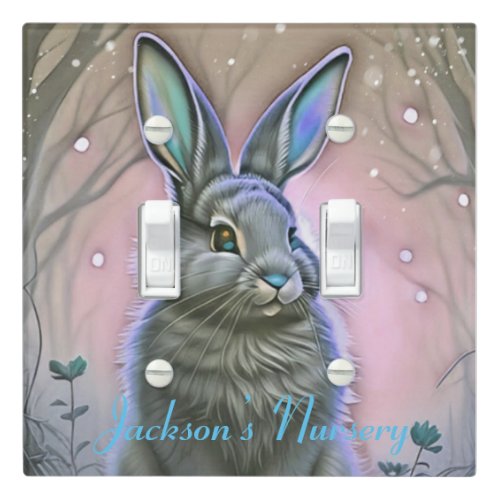 Soft Grey Watercolor Bunny Light Switch Cover