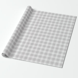 Soft Grey White English Country Check Plaid Gift Wrapping Paper