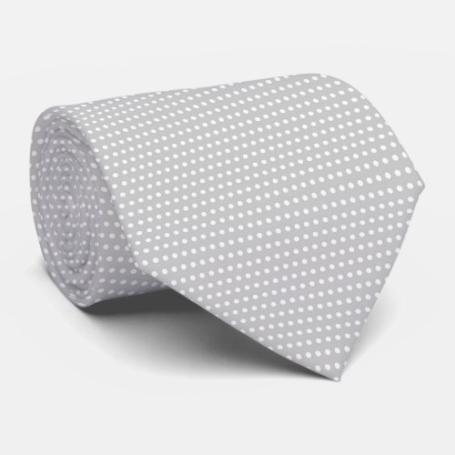 Soft Grey  White Polkadots Neck Tie