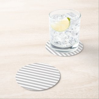 Soft Grey & White Stripes - paper Coaster