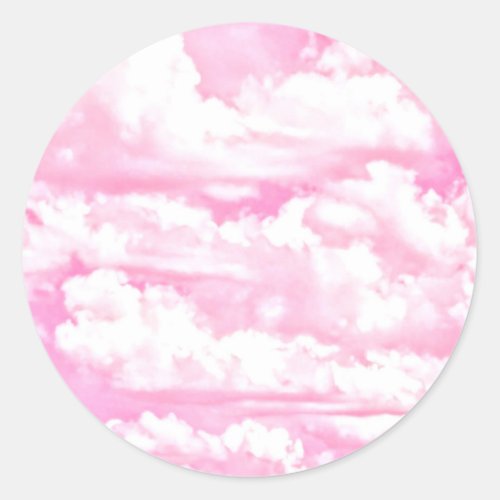 Soft Happy Rose Clouds Decor Classic Round Sticker