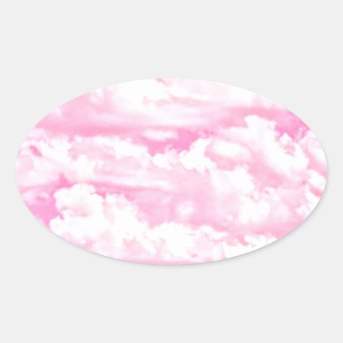 Soft Happy Rose Clouds Decor Oval Sticker