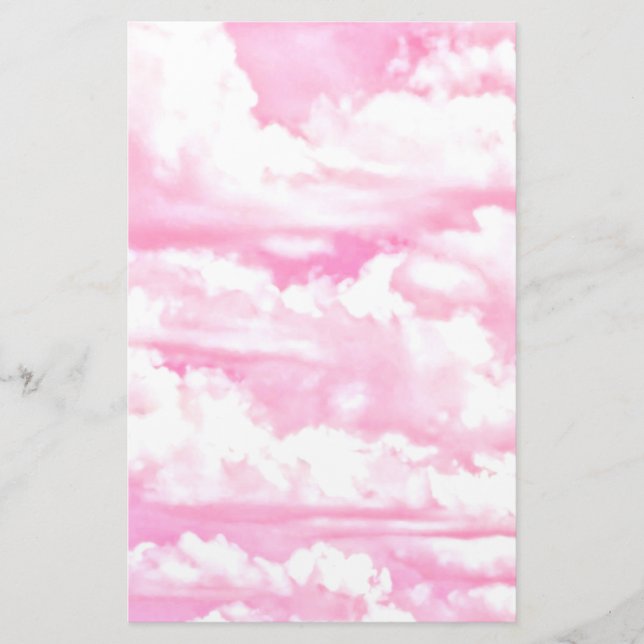 Soft Happy Rose Clouds Decor Stationery (Front)