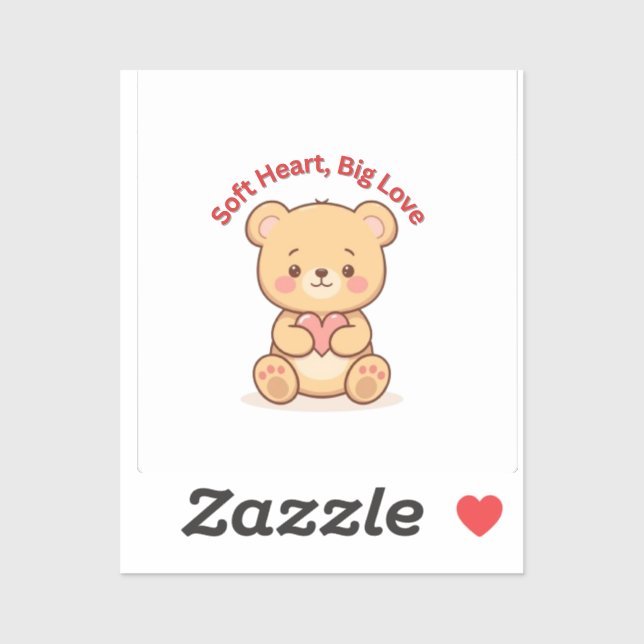 Soft Heart Big Love Cute Teddy Bear Mugs  Sticker (Sheet)