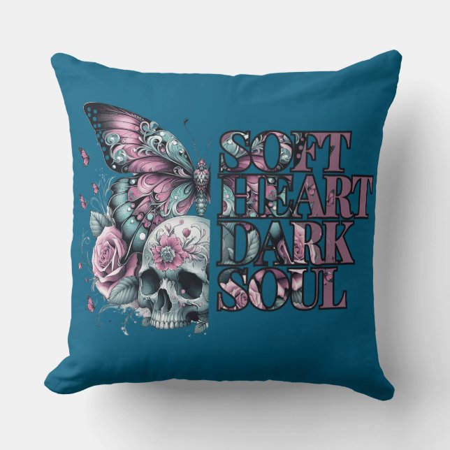 Soft Heart Dark Soul Pastel Goth  Throw Pillow (Front)