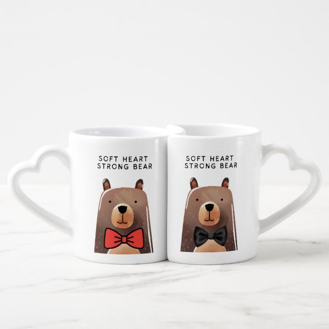 Soft Heart Strong mama bear Art Coffee Mug Set (Front Nesting)
