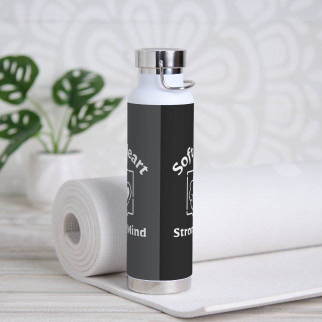 Soft Heart, Strong Mind – Emotional Strength quote Water Bottle (Yoga)