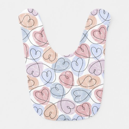 Soft Hearts Continuous Line Valentines Baby Bib