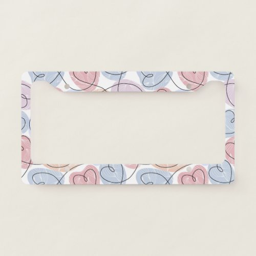 Soft Hearts Continuous Line Valentines License Plate Frame