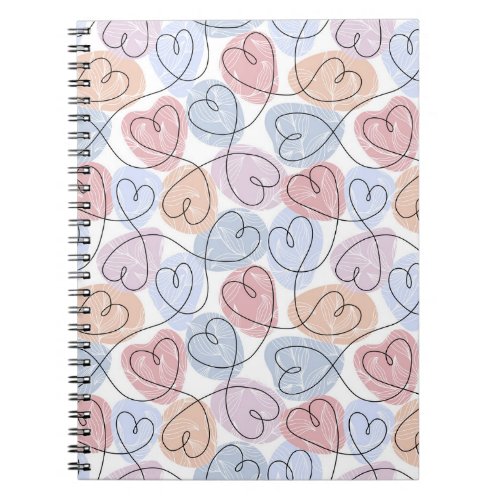 Soft Hearts Continuous Line Valentines Notebook