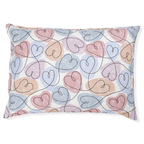 Soft Hearts Continuous Line Valentines Pet Bed