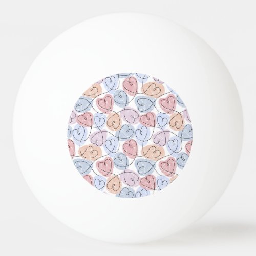 Soft Hearts Continuous Line Valentines Ping Pong Ball