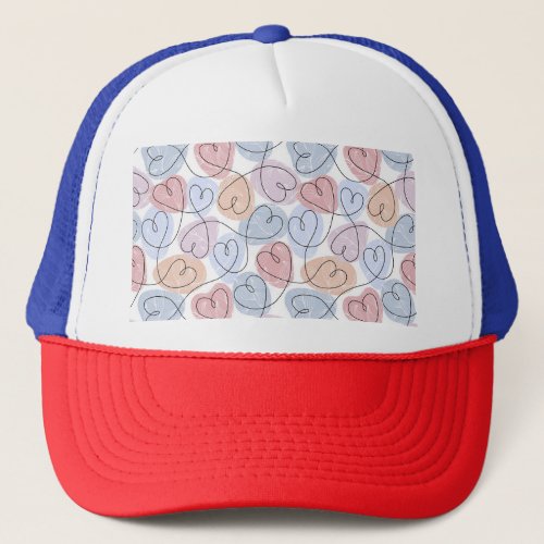 Soft Hearts Continuous Line Valentines Trucker Hat