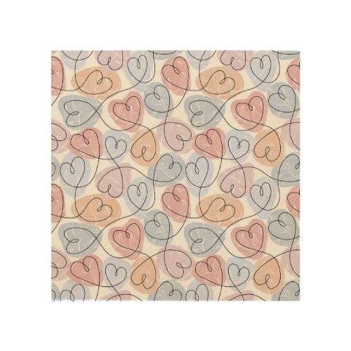 Soft Hearts Continuous Line Valentines Wood Wall Art