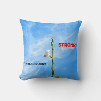 Soft Hearts Grow Strong Throw Pillow
