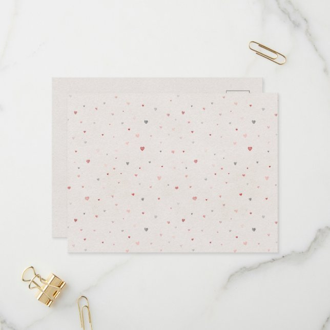 Soft Hearts Pattern Postcard (Front/Back In Situ)