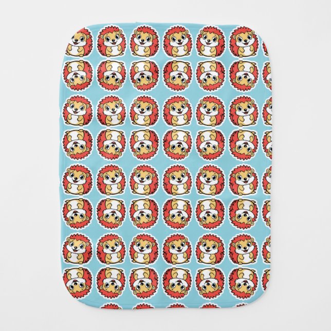 Soft Hedgehog Print Burp Cloth (Front)