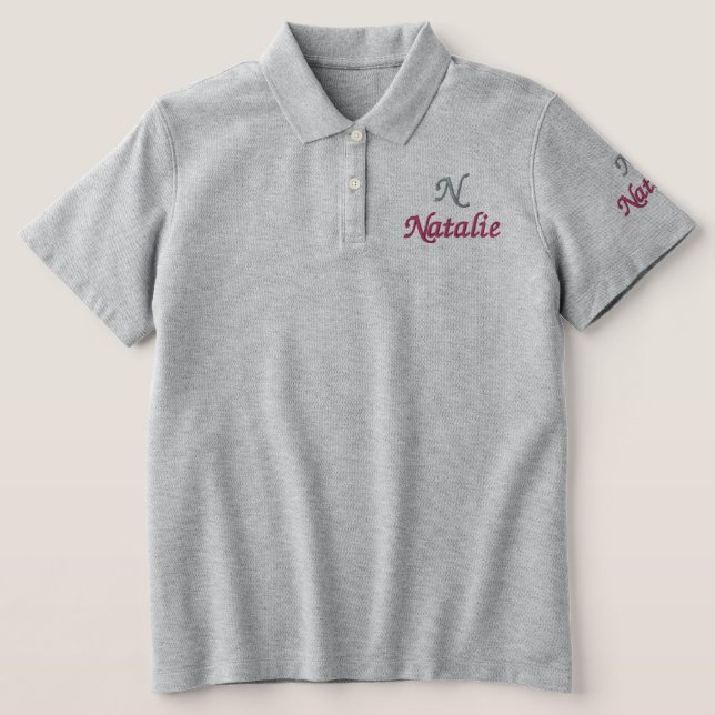 soft &  hot pink  personalized embroidered polo shirt (Design Front)