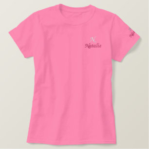 soft &  hot pink  personalized embroidered shirt