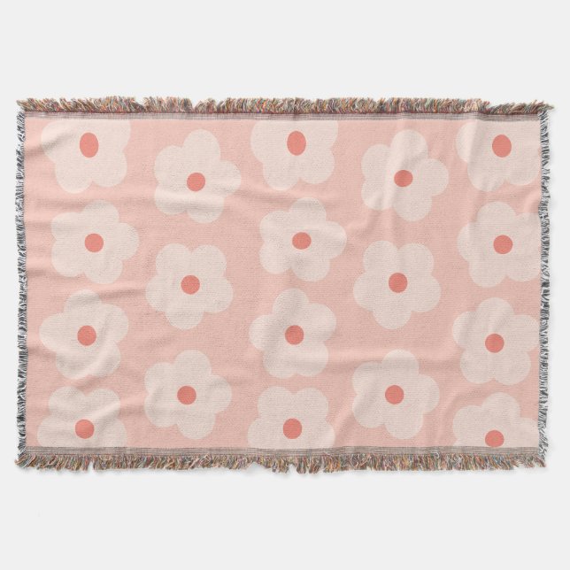 Soft Hue Peach Blooms Throw Blanket (Front)