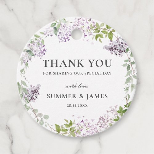  Soft Hued Lilac Purple Floral Wedding Thank You   Favor Tags